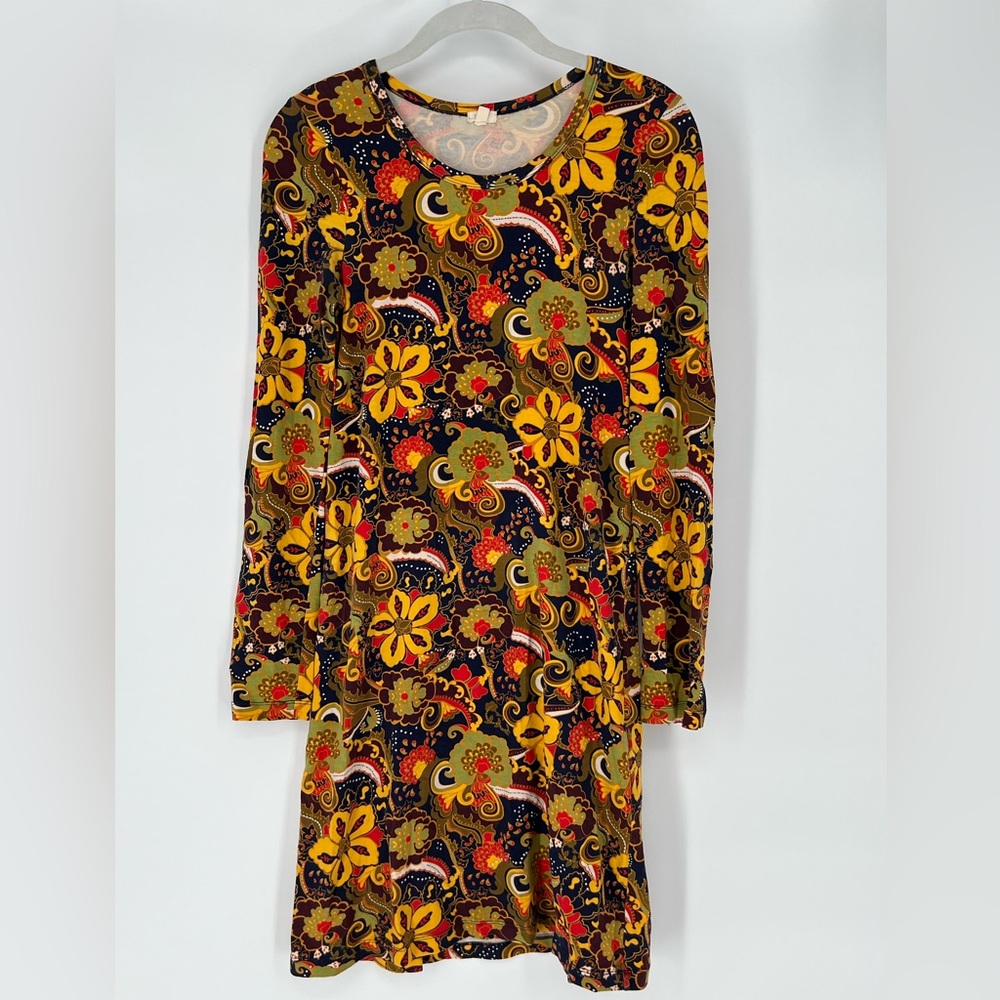 J. CREW FACTORY floral shift knit dress long sleeve slips overhead fun‎ dress
